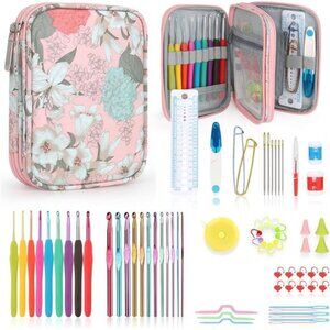 New Crochet Hooks Set with Case, 73-Piece Crochet Hooks Kit Knitting